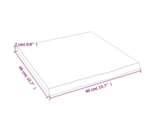 Estante de pared madera maciza de roble sin tratar 40x40x2 cm