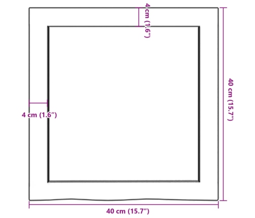 Estante de pared madera maciza roble sin tratar 40x40x(2-4) cm