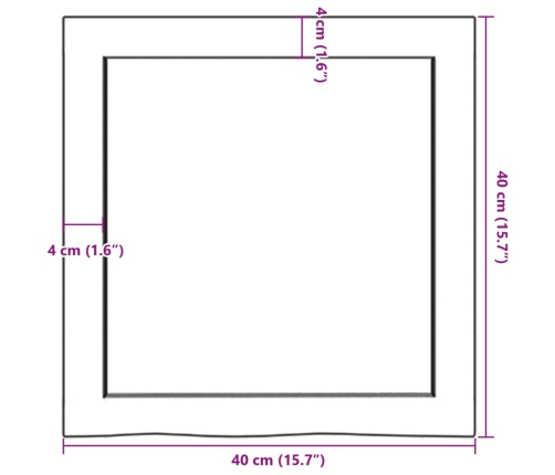 Estante de pared madera maciza roble sin tratar 40x40x(2-6) cm