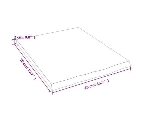 vidaXL Estante de pared madera maciza de roble sin tratar 40x50x2 cm