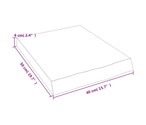 Estante de pared madera maciza roble sin tratar 40x50x(2-6) cm