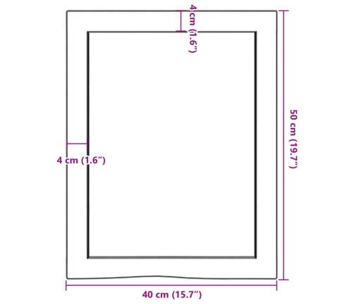 Estante de pared madera maciza roble sin tratar 40x50x(2-6) cm