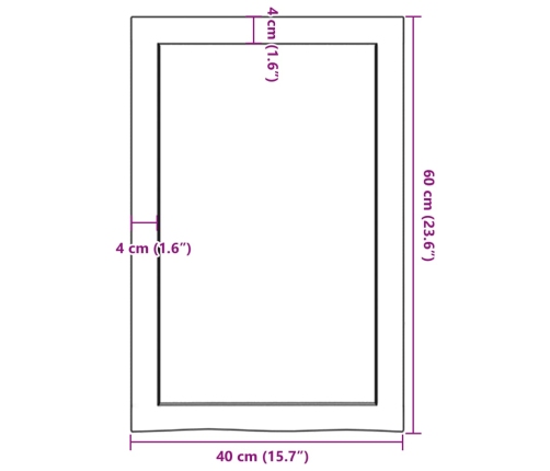 Estante de pared madera maciza roble sin tratar 40x60x(2-4) cm