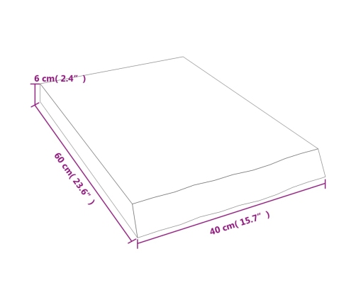 Estante de pared madera maciza roble sin tratar 40x60x(2-6) cm