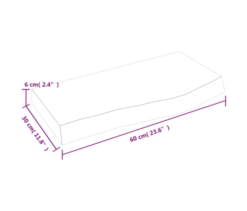 vidaXL Estante de pared madera maciza roble sin tratar 60x30x(2-6) cm