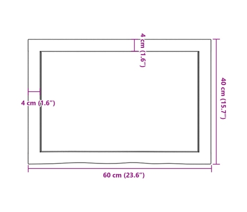 Estante de pared madera maciza roble sin tratar 60x40x(2-4) cm