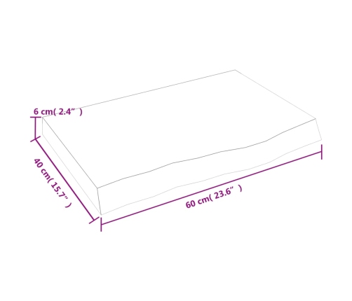 Estante de pared madera maciza roble sin tratar 60x40x(2-6) cm