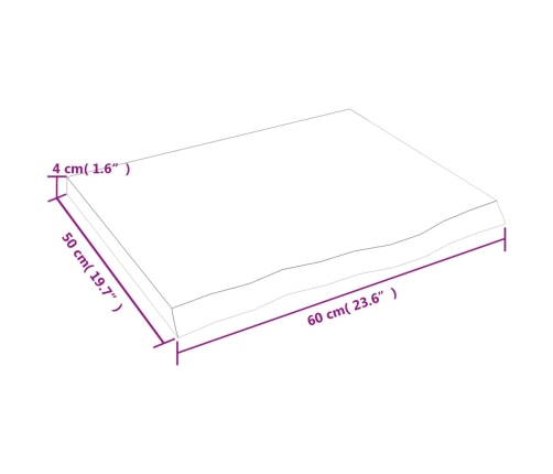 Estante de pared madera maciza roble sin tratar 60x50x(2-4) cm