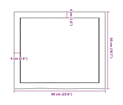 Estante de pared madera maciza roble sin tratar 60x50x(2-4) cm