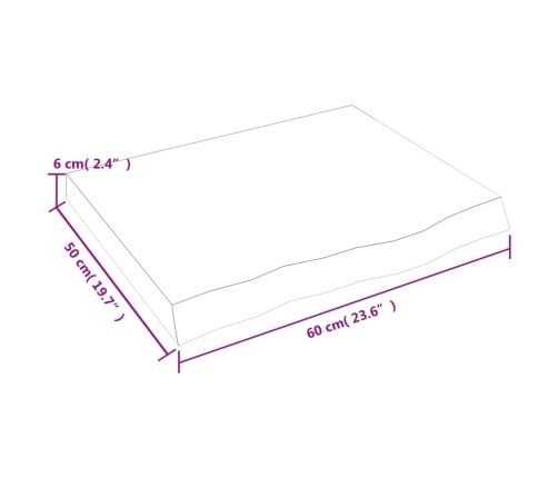 vidaXL Estante de pared madera maciza roble sin tratar 60x50x(2-6) cm