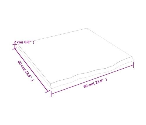 Estante de pared madera maciza de roble sin tratar 60x60x2 cm