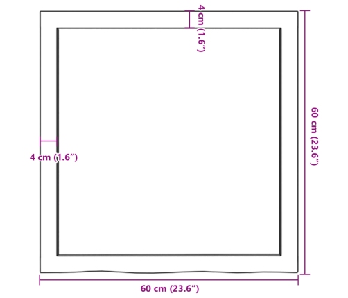 Estante de pared madera maciza roble sin tratar 60x60x(2-4) cm