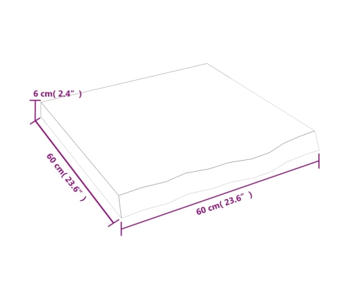 Estante de pared madera maciza roble sin tratar 60x60x(2-6) cm