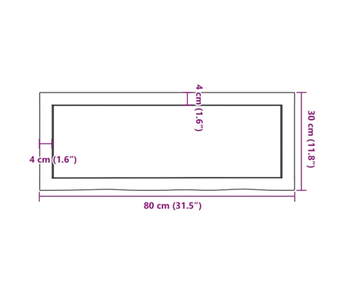 Estante de pared madera maciza roble sin tratar 80x30x(2-4) cm