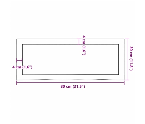 Estante de pared madera maciza roble sin tratar 80x30x(2-6) cm