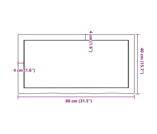 Estante de pared madera maciza roble sin tratar 80x40x(2-4) cm