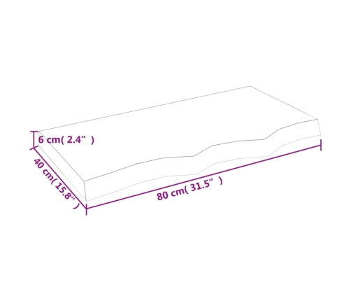 Estante de pared madera maciza roble sin tratar 80x40x(2-6) cm