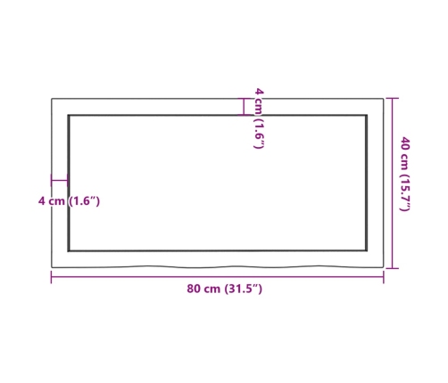 Estante de pared madera maciza roble sin tratar 80x40x(2-6) cm