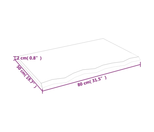 Estante de pared madera maciza de roble sin tratar 80x50x2 cm