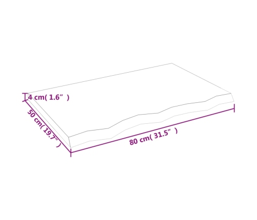 Estante de pared madera maciza roble sin tratar 80x50x(2-4) cm