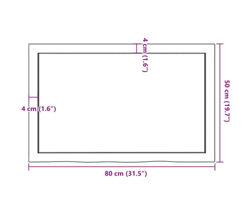 Estante de pared madera maciza roble sin tratar 80x50x(2-4) cm