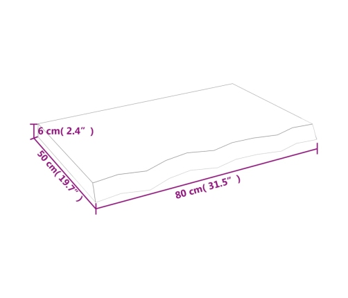 Estante de pared madera maciza roble sin tratar 80x50x(2-6) cm