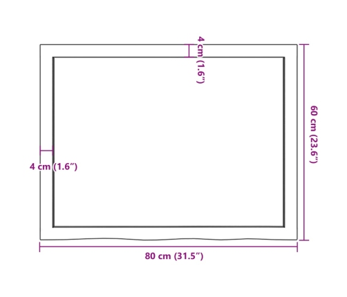 Estante de pared madera maciza roble sin tratar 80x60x(2-4) cm