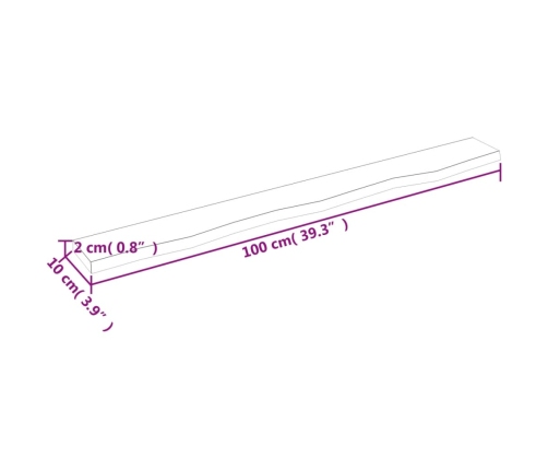 Estante de pared madera maciza de roble sin tratar 100x10x2 cm