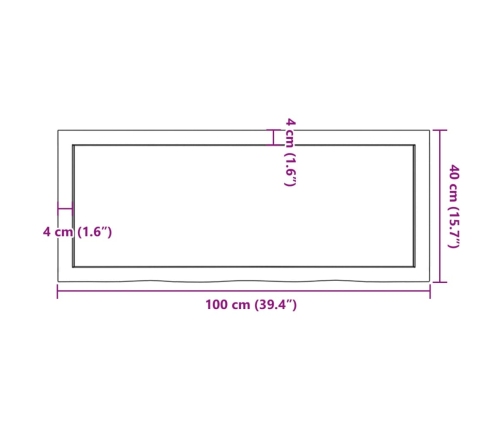 Estante de pared madera maciza roble sin tratar 100x40x(2-4) cm