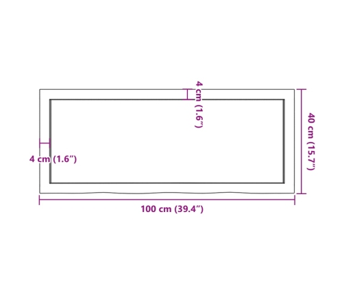 Estante de pared madera maciza roble sin tratar 100x40x(2-6) cm