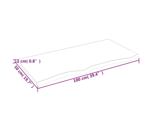 Estante de pared madera maciza de roble sin tratar 100x50x2 cm