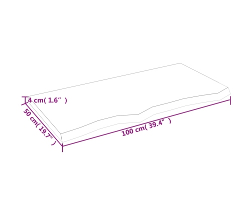 vidaXL Estante de pared madera maciza roble sin tratar 100x50x(2-4) cm