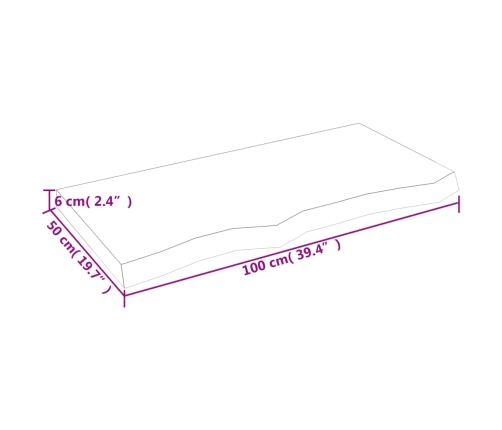 Estante de pared madera maciza roble sin tratar 100x50x(2-6) cm