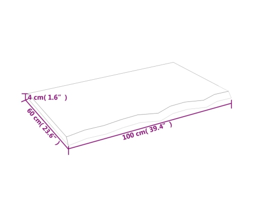 vidaXL Estante de pared madera maciza roble sin tratar 100x60x(2-4) cm