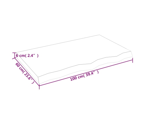 Estante de pared madera maciza roble sin tratar 100x60x(2-6) cm