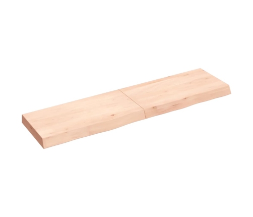 Estante de pared madera maciza roble sin tratar 120x30x(2-6) cm