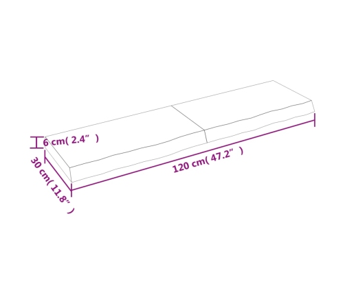 vidaXL Estante de pared madera maciza roble sin tratar 120x30x(2-6) cm