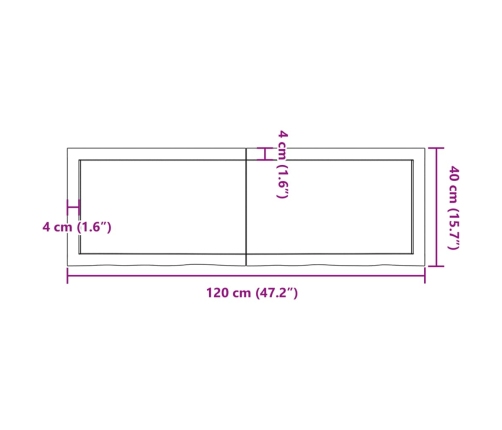 vidaXL Estante de pared madera maciza roble sin tratar 120x40x(2-4) cm