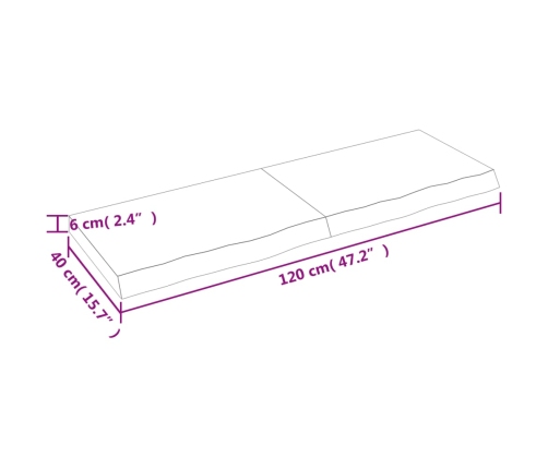 Estante de pared madera maciza roble sin tratar 120x40x(2-6) cm