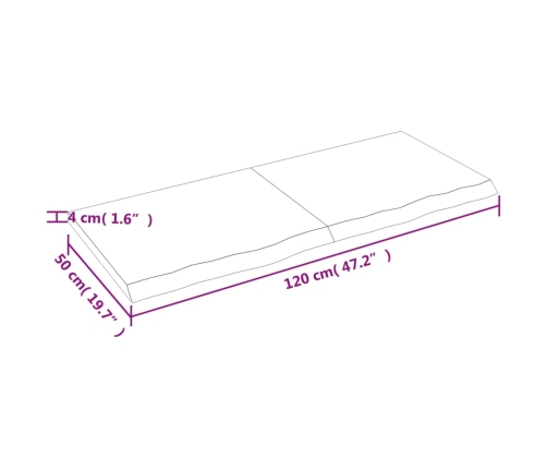 Estante de pared madera maciza roble sin tratar 120x50x(2-4) cm