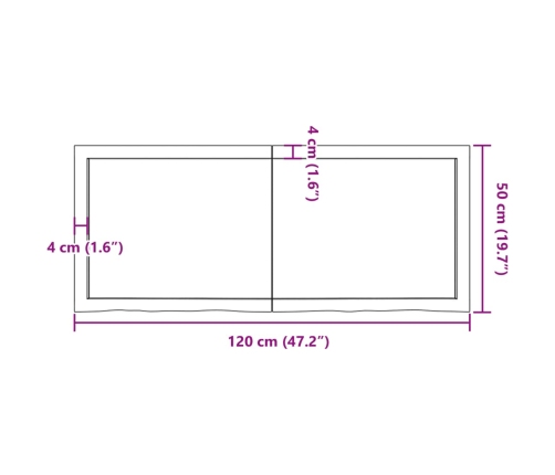 Estante de pared madera maciza roble sin tratar 120x50x(2-4) cm