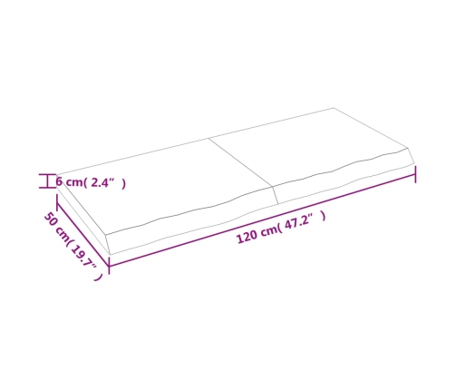 vidaXL Estante de pared madera maciza roble sin tratar 120x50x(2-6) cm