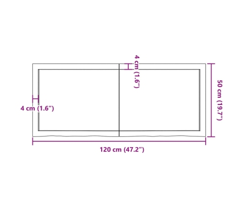 vidaXL Estante de pared madera maciza roble sin tratar 120x50x(2-6) cm