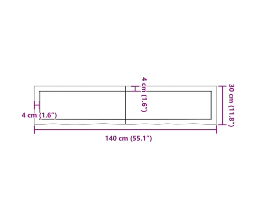 vidaXL Estante de pared madera maciza roble sin tratar 140x30x(2-6) cm