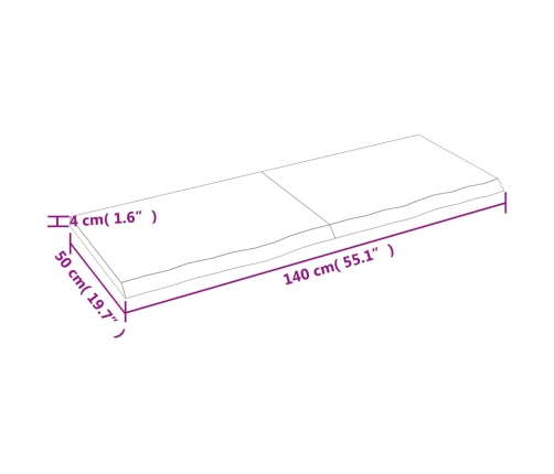 Estante de pared madera maciza roble sin tratar 140x50x(2-4) cm