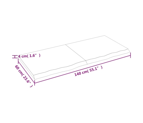 vidaXL Estante de pared madera maciza roble sin tratar 140x60x(2-4) cm