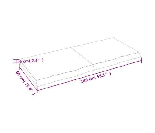 vidaXL Estante de pared madera maciza roble sin tratar 140x60x(2-6) cm