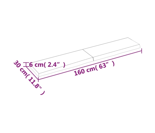 vidaXL Estante de pared madera maciza roble sin tratar 160x30x(2-6) cm