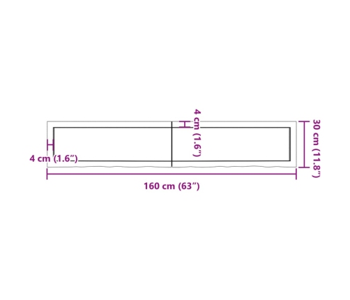 Estante de pared madera maciza roble sin tratar 160x30x(2-6) cm