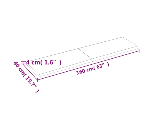 vidaXL Estante de pared madera maciza roble sin tratar 160x40x(2-4) cm